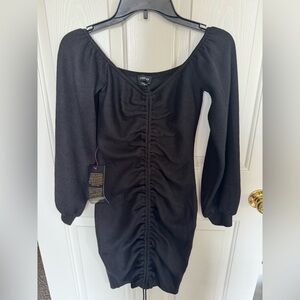 bebe Black Ruched Women's Sweater Dress